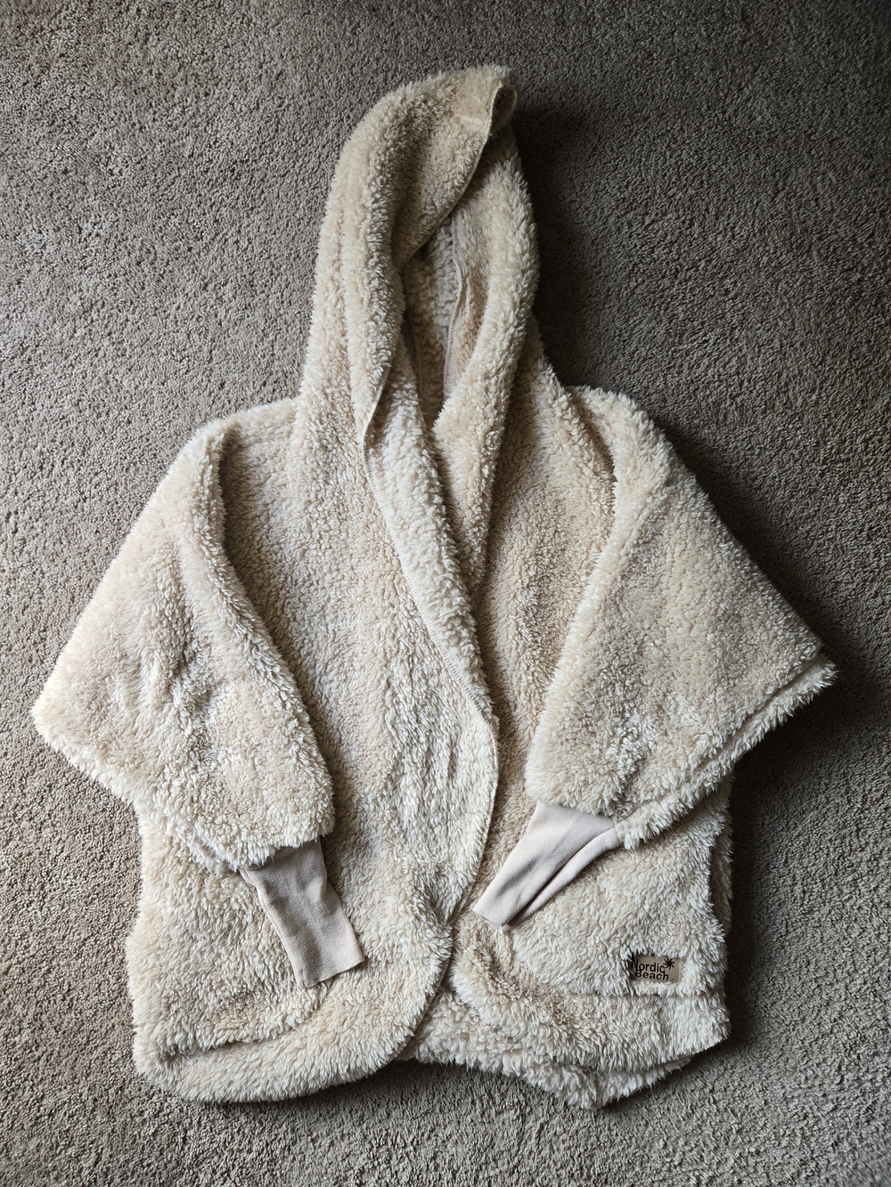 Nordic Beach Original Body Wrap Sherpa Fleece Hooded Cardigan Fluffy Frappe OS